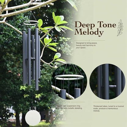 Extra Large Wind Chimes for Outside Deep Tone - 58'' Wind Chimes Outdoor Clearance, Deep Tone Chimes, Windchimes Outdoors, Memorial Wind Spinner, Sympathy Gift, Home Décor (Black)