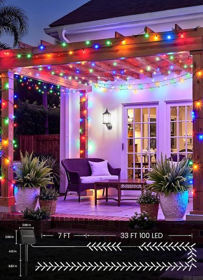 Brightown Solar String Lights Outdoor, 2 Pack Total 80FT 200 LED Solar Powered String Lights Waterproof with 8 Modes, Auto On/Off, Patio Lights for Outside Tree Garden Balcony Party Decor (Multicolor)