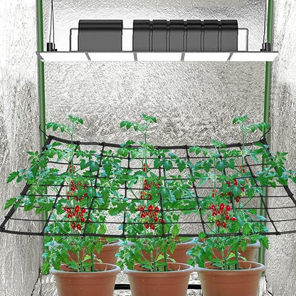 4 x 4 Ft Elastic Plant Trellis Net - 2-Pack Heavy Duty Garden Support Net with 4 Hooks for Grow Tents, Climbing Vegetables, Fruits & Flowers (Black)