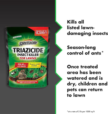 Spectracide Triazicide Insect Killer For Lawns, 10 Pounds, Granules Kill Listed Lawn-Damaging Insects, 4 Pack