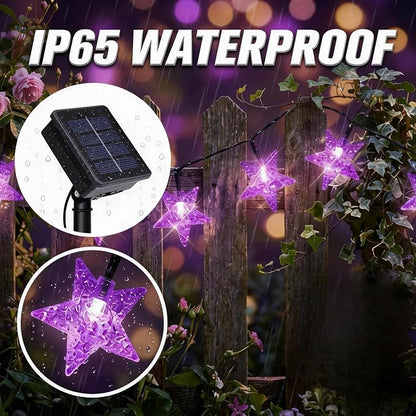 Twinkle Solar Star String Lights Outdoor Waterproof 39FT/100L Fairy Lights | 8 Modes Camping Garden Wedding Party Tree Holidays Backyard Patio Purple