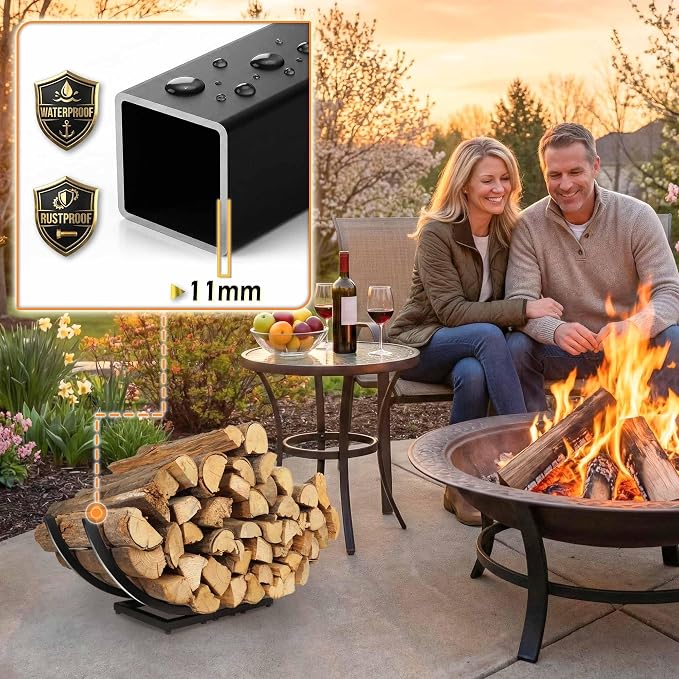 Heavy Duty Firewood Rack Outdoor: 22 Inch Logs Holder for Indoor Fireplace Metal Wood Storage Stacker Organizer, Rust-resistant Fire wood Rack for Backyard Patio Fire Pit