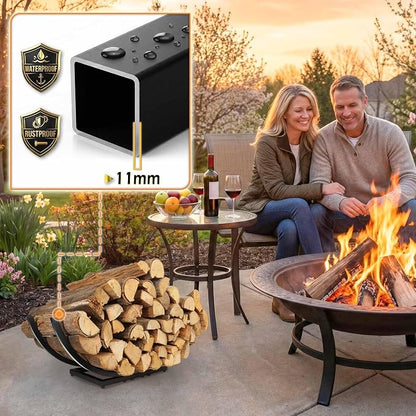 Heavy Duty Firewood Rack Outdoor: 22 Inch Logs Holder for Indoor Fireplace Metal Wood Storage Stacker Organizer, Rust-resistant Fire wood Rack for Backyard Patio Fire Pit