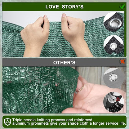 LOVE STORY 12x20FT 90% Dark Green Garden Shade Cloth, Sun Shade Cover Net Mesh Tarp with Grommets, Sunblock Net for Garden,Greenhouse,Plants and Patio