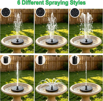 Solar Fountain for Bird Bath, 3.5W Floating Solar Water Fountain with 6 Spray Nozzles & 4 Fixing Rods, Upgraded Solar Water Fountain for Garden, Patio, Pond, Pool and Outdoor Water Features