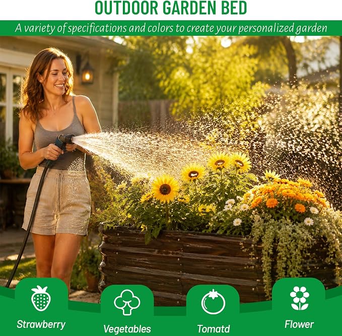 SnugNiture Galvanized Steel Raised Garden Bed Kit - 4x2x2 ft Large Metal Planter Box for Vegetables, Flowers, Herbs | Easy Assembly, Open Bottom Design
