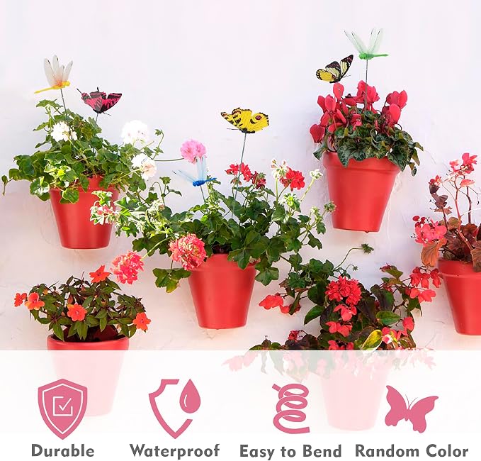 80 Pcs Decorative Butterfly Garden Stakes, 11.4 inch Waterproof Butterfly Picks for Flower Bouquet Arrangements, Colorful Plant Stick Kit Decorations for Patio Yard Pot (Multicolor)