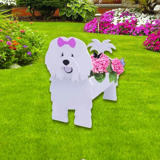 Cotton Veil Dog Planter Pots, 9.45 x 9.02x 13.39 Inches | Dog Flower Pot, Cute Animal Shaped Plant Pot, Gifts for Women & Pet Lovers, Indoor Outdoor Garden Home Office Decor