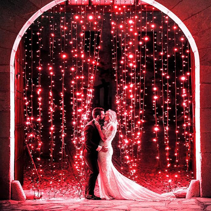 2 Pack Christmas Lights Outdoor, Total 200FT 600LED Christmas Tree Lights Waterproof with 8 Modes, Plug in Connectable String Lights for Outside Indoor Patio Yard Garden Party Decorations, Red