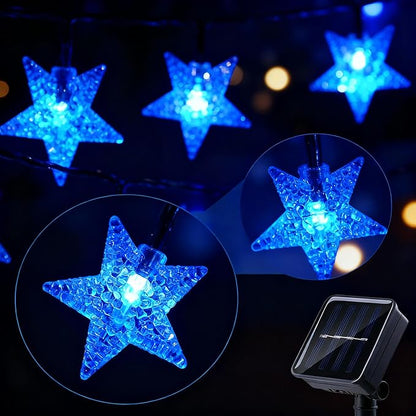 Twinkle Solar Star String Lights Outdoor Waterproof 39FT/100L Fairy Lights | 8 Modes Camping Garden Wedding Party Tree Holidays Backyard Patio Blue