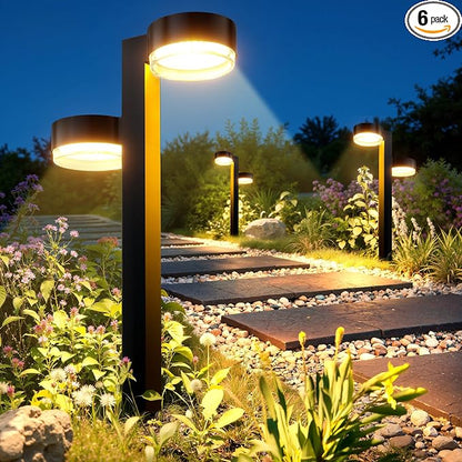 Bright Solar Pathway Lights Outdoor, 6 Pack with 12 Heads Garden Lights Solar Powered Path Lights Up to 15 Hrs, Auto On/Off Waterproof Outdoor Solar Light for Yard Walkway Driveway Patio Lawn