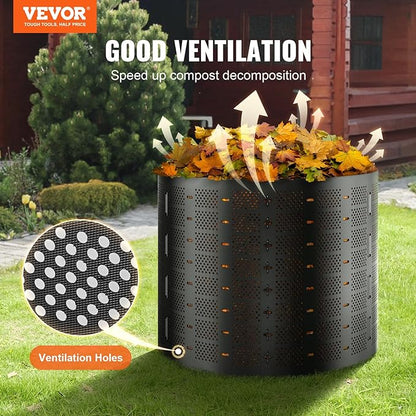 VEVOR Compost Bin 220 Gallon, Outdoor Expandable Composter, Easy to Setup & Large Capacity Composting Bin, Fast Creation of Fertile Soil