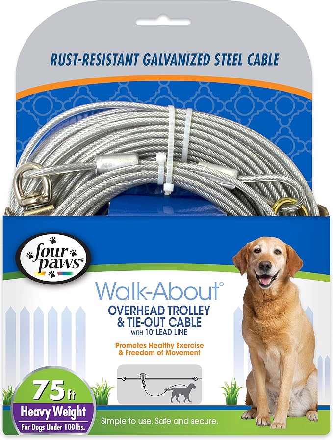 Four Paws Heavy Weight Trolley Exerciser Silver 75 Feet