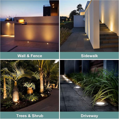 Gardencoin Low Voltage Landscape LED Well Lights, 12V in Ground Lights Outdoor IP67 Waterproof, 5" Tall Wired Landscape Up Lighting, Included Replaceable 5W 2700K MR16 Bulb Dimmable, 6 Pack