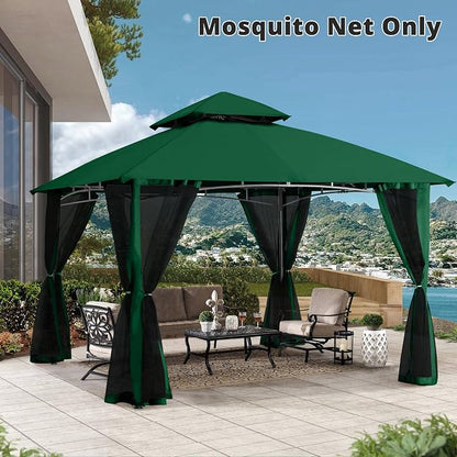 MASTERCANOPY Patio Gazebo Mosquito Netting Screen Walls (10x12, Forest Green)