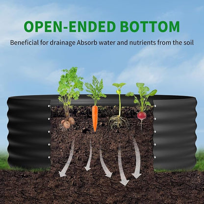 DDK Galvanized Raised Garden Bed,Round Outdoor Planter Bed, 4x4x1.5ft Metal Planter Box for Gardening and Planting,BK