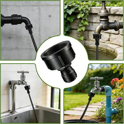 6 Pcs 3/4" to 1/4" Drip Irrigation Faucet Adapters, Quick Connect 3/4" Faucet to 1/4" Tubing Drip Irrigation Hose Adapters, Push-to-Fit Garden Hose to 1/4 Tubing Adapter for Irrigation System