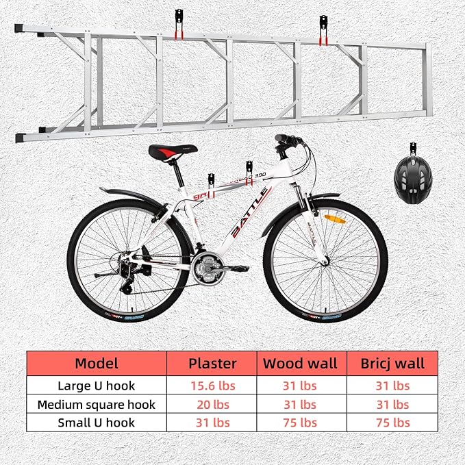 Garage Hooks Heavy Duty, Small Hooks Wall Mount, Anti-Slip PVC Coated Steel Utility Storage Organizer for Hanging Ladders, Bikes, Garden Tools and Hoses 2 Packs