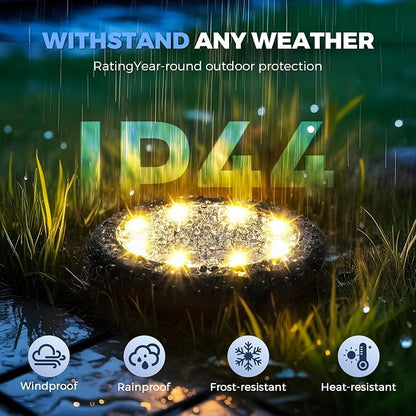 SOLPEX Mini Solar Ground Lights, 12 Pack Pathway Solar Lights Outdoor Waterproof, Garden Lights for Driveway Walkway Yard Landscape (Warm White)