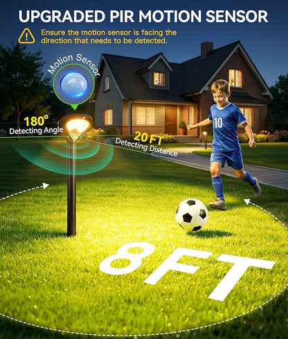 ELECLINK Solar Pathway Lights Outdoor with Motion Sensor, 6 Pack Security Solar Garden Lights, 400LM Bright LEDs, Upgraded Glass Panel, 3 Modes Waterproof Path Lights for Yard Patio Walkway Driveway