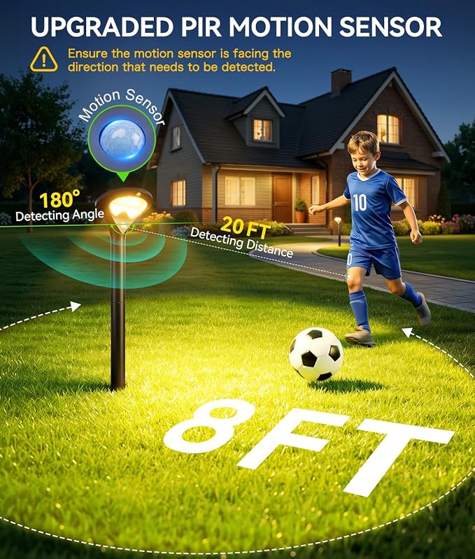 ELECLINK Solar Lights Outdoor, 4 Pack Motion Sensor Solar Pathway Lights, 400 lumens 26 Bright LEDs Waterproof Garden Lights, Adjustable 3 Modes Path Lights for Yard Walkway Driveway Lawn Backyard