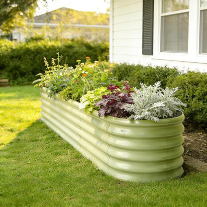 2-Pack Galvanized Raised Garden Bed 6x2x1.5 ft, 17" Tall Metal Planter Boxes Outdoor for Vegetable, Above Ground Raised Bed Kit for Gardening, Durable Zn-Al-Mg Coated Flower Bed - Moss Green