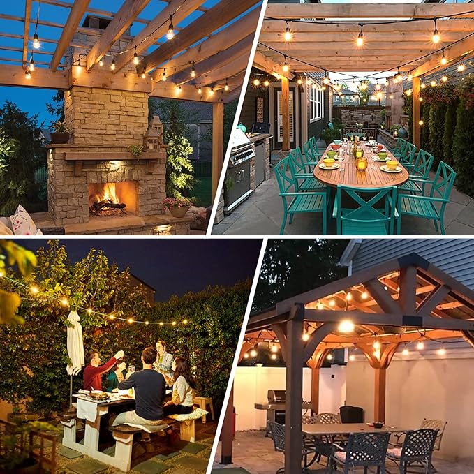 BRIMAX 12FT Outdoor String Lights with 5 LED Edison Bulbs 2W Shatterproof | Commercial Grade Waterproof Outside Light 2700K Warm White for Bistro Gazebos Porch Patio Garden