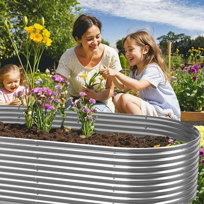 Raised Garden Bed Outdoor 4 Pack, Tall Galvanized Steel Raised Beds for Gardening, Above Ground Garden Bed Corrugated Metal for Vegetables and Flowers-8x4FTx15inch