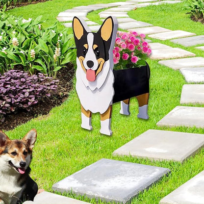 Welsh Corgi Dog Planter Pots, 9.84 x 6.77 x 17 Inches | Large Dog Flower Pot, Cute Animal Shaped Plant Pot, Gifts for Women & Pet Lovers, Indoor Outdoor Garden Home Office Decor