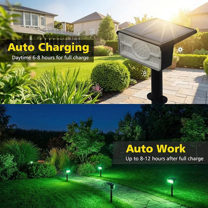 T-SUN Green Solar Spot Lights Outdoor 4 Pack, 49 LED 2 Lighting Modes, IP65 Waterproof Landscape Spotlights, 2 in 1 Auto On/Off Solar Lights for Yard, Garden, Driveway, Pathway