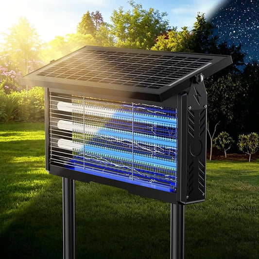 Solar Bug Zapper Outdoor, Mosquito Zapper Waterproof Electric Fly Zapper Rechargeable Mosquito Killer, Cordless Fly Insect Trap for Yard, Patio, Home, Garden, Camping