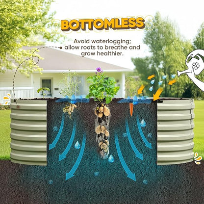 KING BIRD Raised Garden Bed Kit 2025 Upgraded Quick-Setup Galvanized Planter Garden Box Outdoor for Gardening, Vegetables, Flowers, 74x36x23 in, Olive Green