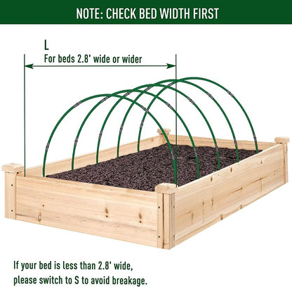 MAXPACE Greenhouse Hoops Kit, DIY 8ft Grow Tunnel, Fits Raised Garden Beds 2.8ft Wide & Up, 25 Pcs Rust-Proof Fiberglass Frame Support Rods for Row Cover, Shade Cloth, Frost Netting & Plant Stakes