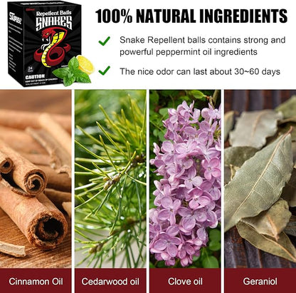 Snake Repellers For Outdoor And Patio Snake Repellent, Powerful And Natural Ingredients Snake Repellent Balls For Lawn, Garden, Fishing, Home, Camping Repel Snakes, Moths And Other Small Pests.24 Pack