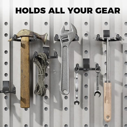 6-Pack Double-Head Shed Hooks for Suncast & Craftsman, Heavy-Duty PC | Patent-Pending Design | Holds Up to 50 lbs | Secure Threaded Installation | Weather Resistant | U-Shape | Shed Organization