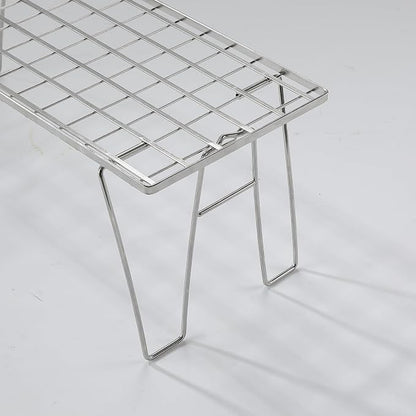 CAMPINGMOON Foldable Mesh Camping Rack Stackable Camp Storage Shelf Fire Pit Side Table Portable Outdoor Organizer Stainless Steel T-225A