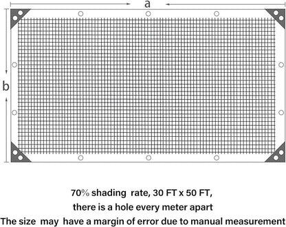 winemana Black Shade Cloth 70%, 30x50 FT Mesh Tarp - Garden Shade for Greenhouse, Patio, Vegetables, Plants Cover and Chicken Coops, Sunshade Net for Outdoor Protection with Reinforced Grommets
