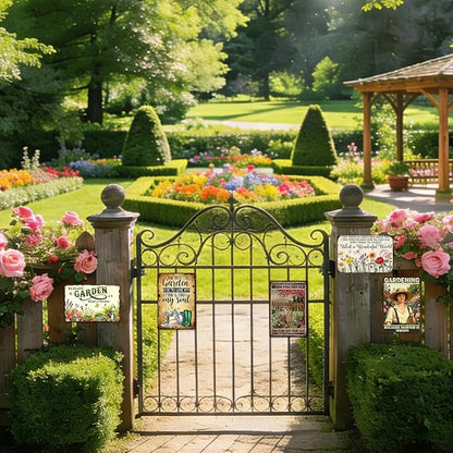 Garden Signs for Outside Gardening Wall Art Decor Funny Garden Metal Tin Sign Decorative Outdoor Gardening Gifts for Women Vintage What A Wonderful World Tin Sign Dragonfly Decor for Farm Home 8x12 In