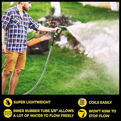 Bionic Steel Pro 25 FT Garden Hose with Nozzle, 304 Stainless Steel Metal WaterHose 25Ft, Flexible, Kink Free, Lightweight and Durable, Crush Resistant Fitting, 500 PSI 2025 Model (Pack of 4)