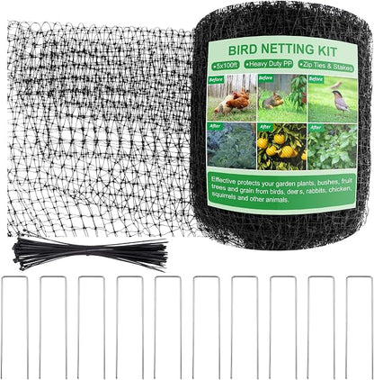 SPORTYOUTH Bird Netting Garden Deer Fence Netting Heavy Duty 5x100 ft | Premium PP Material, Anti Birds Chicken Squirrels, Animals Barrier Net for Fruits Trees Vegetables Plants Flowers Protection