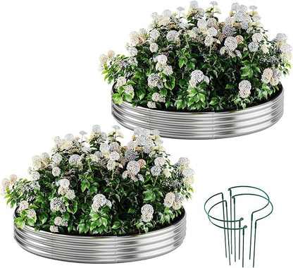 ZFHgarden Galvanized Metal Planter Raised Garden Bed Kit for Gardening Outdoor Garden Box Raised Flower Bed 2PC Metal 2X2X1FT