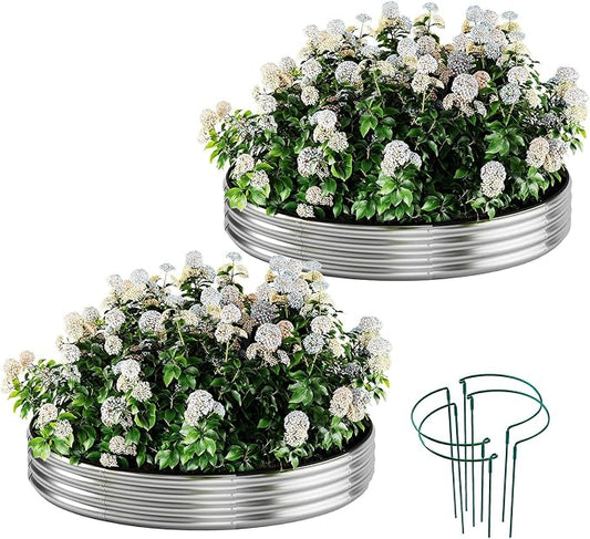 ZFHgarden Galvanized Metal Planter Raised Garden Bed Kit for Gardening Outdoor Garden Box Raised Flower Bed 2PC Metal 2X2X1FT