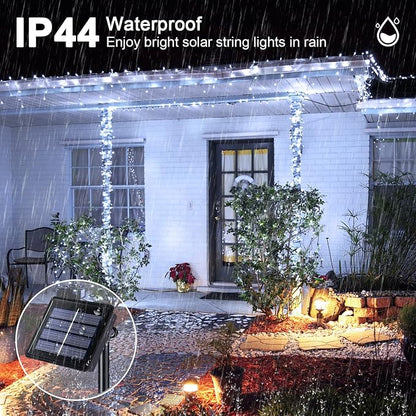 JMEXSUSS 2 Pack Solar String Lights Outdoor, Total 400 LED 151FT, White | Christmas Lights Outdoor Waterproof, 8 Modes Solar Christmas Lights for Outside Patio Yard Garden Tree Christmas Decorations