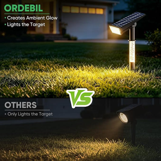 Solar Lights Outdoor Waterproof IP65, 76 LED Solar Landscape Lights, 2-in-1 Spotlight & Ambient Glow, Solar Powered Spotlights for Palm Tree, Pathway, Yard, Flag Pole, Warm White-4 Pack