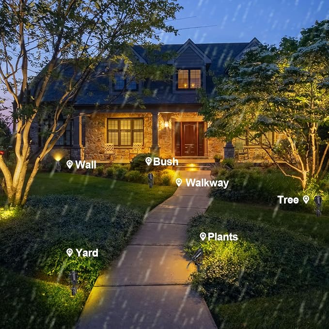 2 Pack Extendable Outdoor Landscape Lights, 12V Low Voltage Landscape Lighting IP65 Waterproof Plug-in Outdoor Spotlights for Yard House Pathway Tree Pools (2700K Warm White, NO Plug)