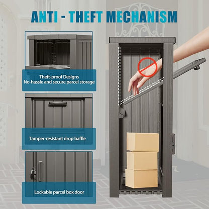LHBGO Package Delivery Box for Outside, Outdoor Storage with Lockable Secure, Anti-Theft Parcel Drop Boxes Outdoor Package Delivery and Waterproof for Porch, House, Curbside
