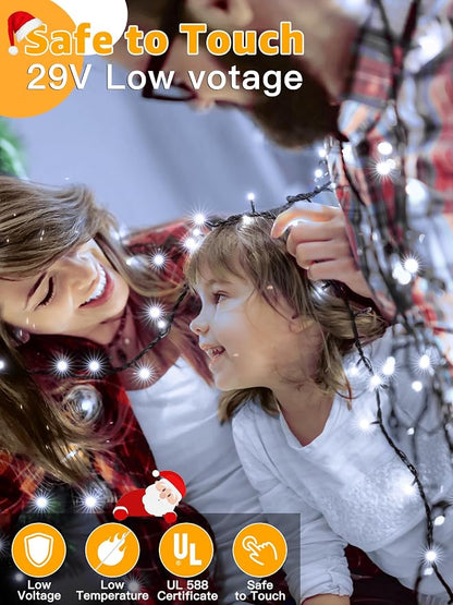 BrightChristmas 1000 LED 328 FT Outdoor String Lights with Remote and Timer, Dimmable with 8 Modes, Waterproof, Cool White Fairy Lights for Christmas Tree & Holiday Decor