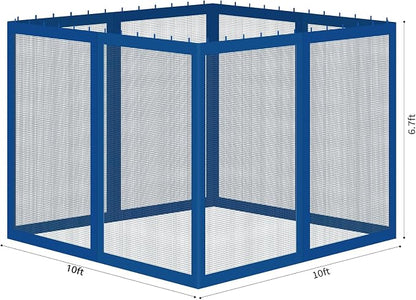 Gazebo Universal Replacement Mosquito Netting, Outdoor Mesh Netting Screen 4-Panel Sidewall with Zipper for Patio, Canopy, Garden and Backyard, Gray(Mosquito Net Only) (Blue, 10' x 10')