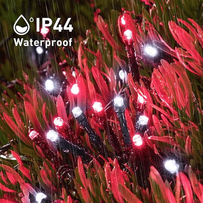 JMEXSUSS 2 Pack Solar Christmas Lights, Total 400 LED 151FT, Red and White | Christmas Lights Outdoor Waterproof, 8 Modes Solar String Lights for Outside Patio Yard Garden Tree Christmas Decorations