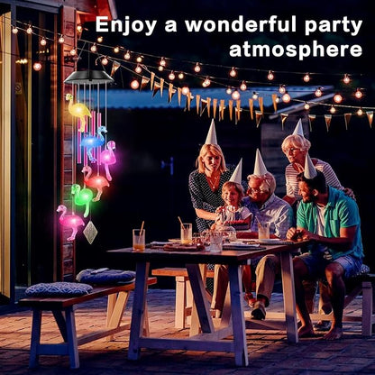 Solar Flamingo Wind Chimes for Outside with 4 Music Aluminum Tubes | Best Gifts for Mom Grandma Women Wife Aunt Sister, Solar Lights Outdoor Wind Chimes, Garden Yard Decor
